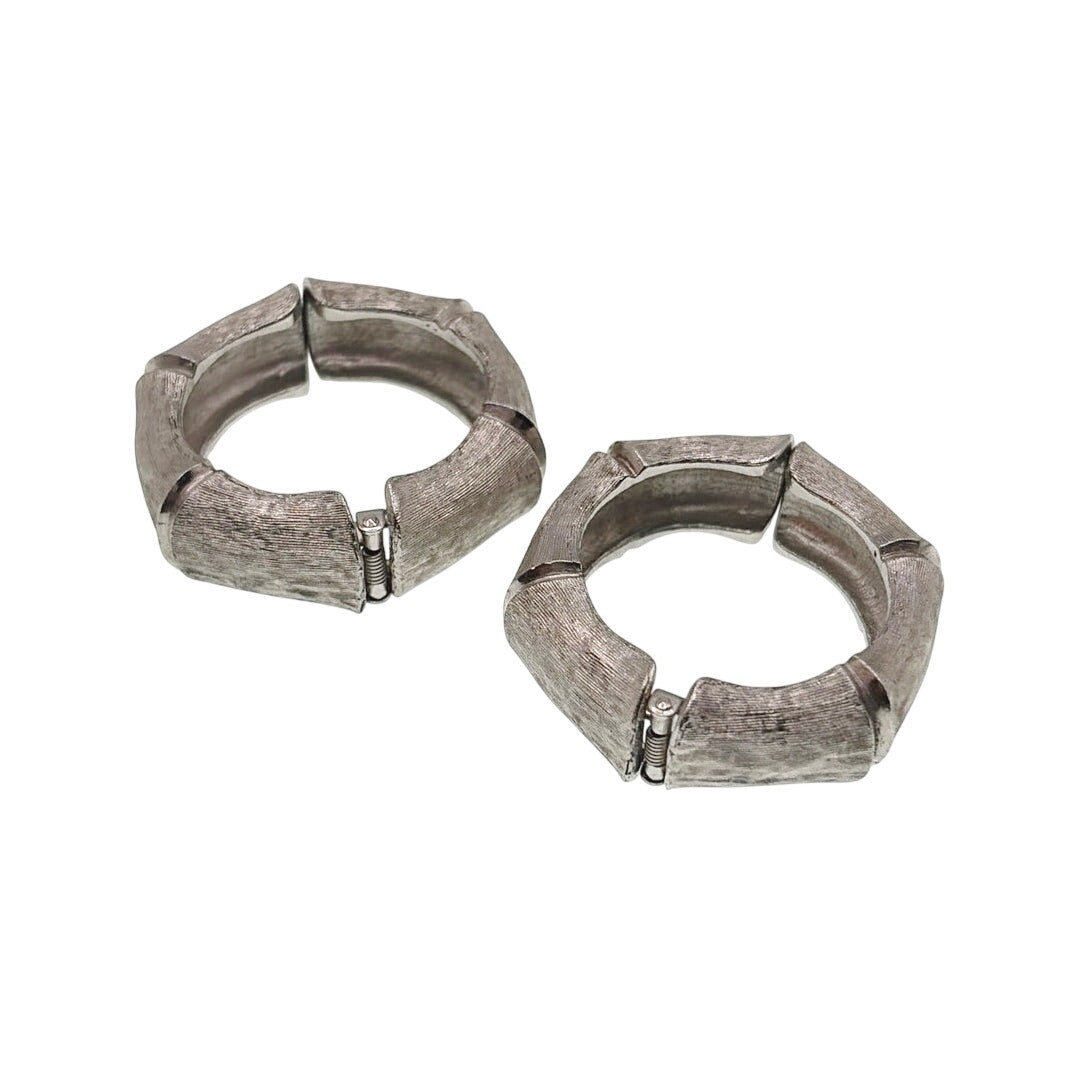 Napier Silver Tone Chunky Clip on Hoop Earrings