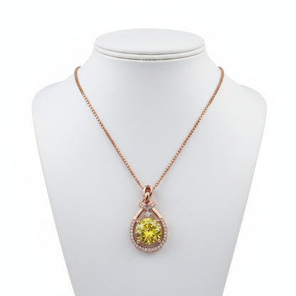Sterling Silver 18k Rose GP Necklace Yellow Zirconia