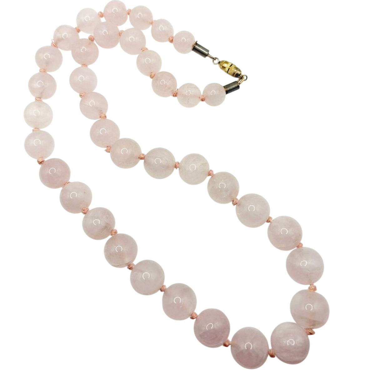 Rose Quartz 12mm Beads Large Necklace 24” Long