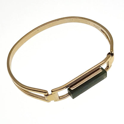 Avon Vintage Gold Tone and Green Resin Bangle Bracelet 5"