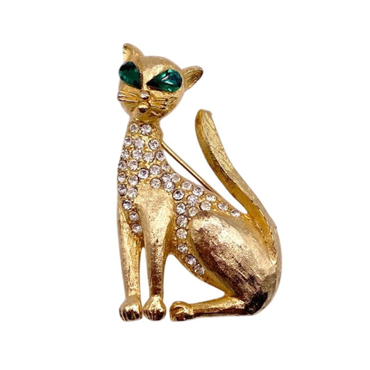 Vintage Gold Tone Cat Pin Brooch