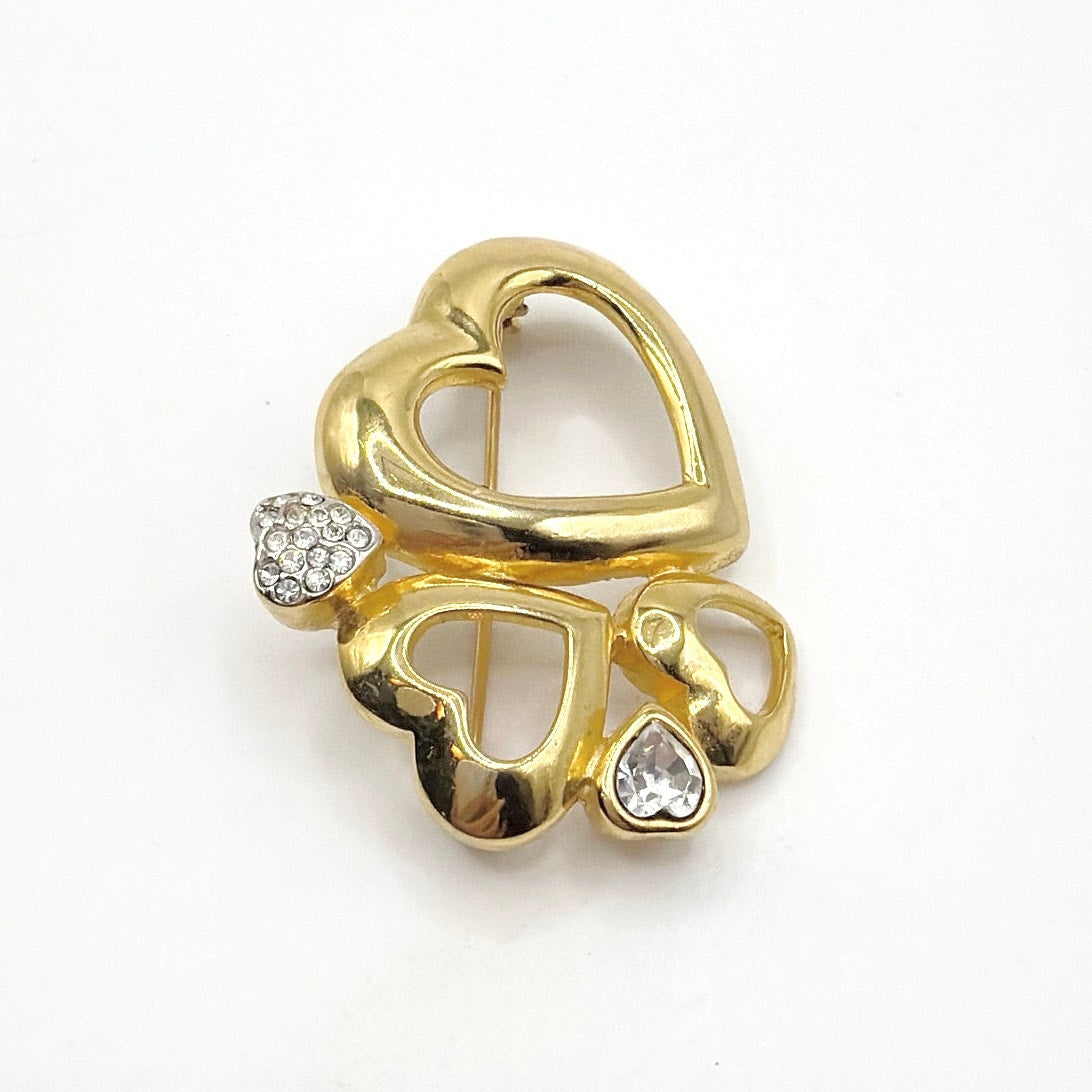 Vintage Heart Shaped Brooch with Rhinestones