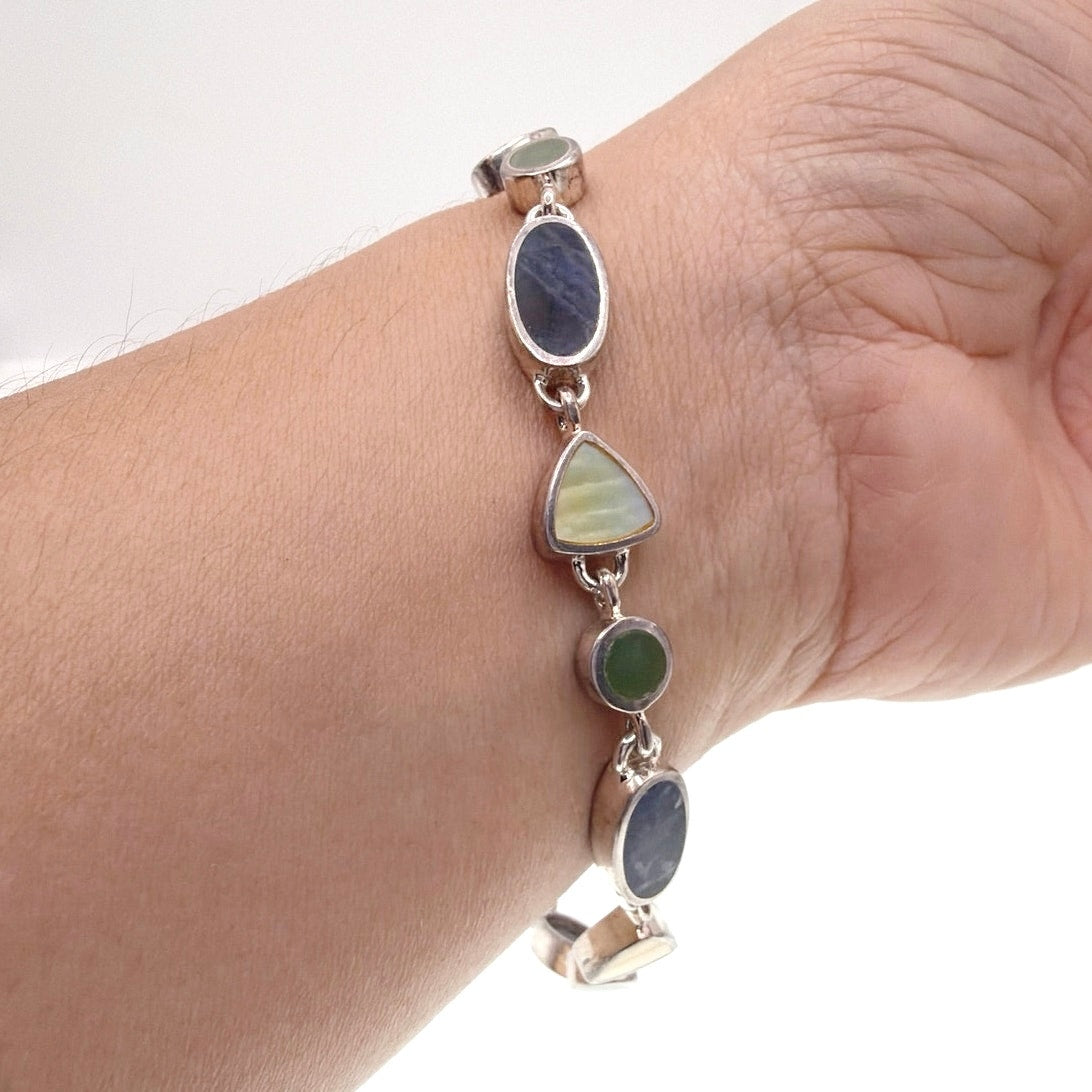 Sterling Silver and Gem Stones Bracelet 7”