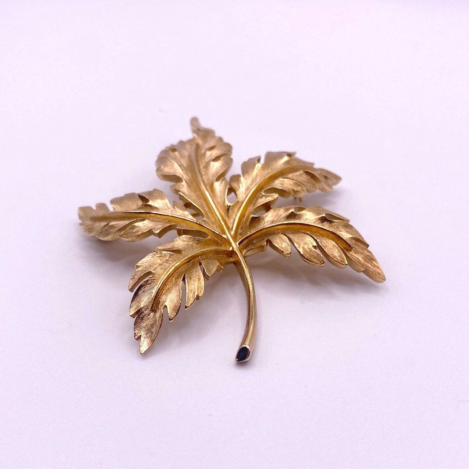 Crown Trifari Leaf Brooch
