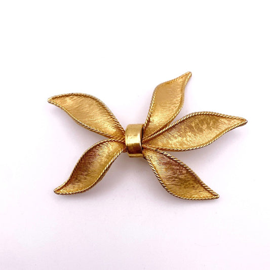 Charel Gold Tone Bow Vintage Large Brooch