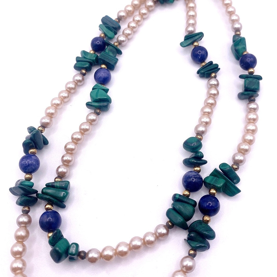 Vintage Dauplaise Faux Pearls and Gemstones 28”