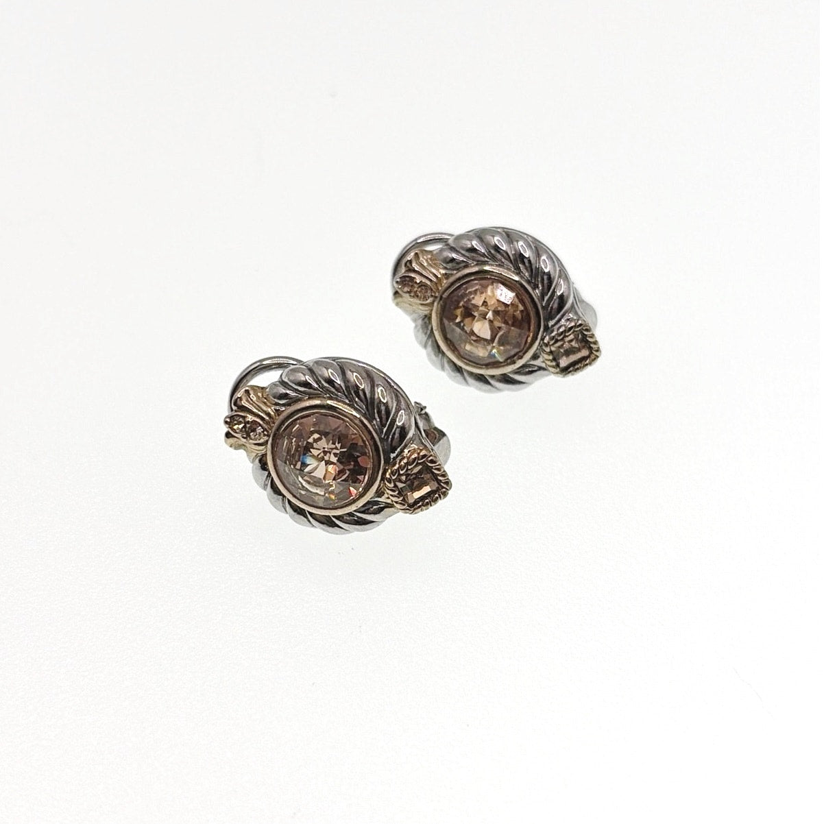 Retro Silver Tone Cubic Zirconia Citrine Stones