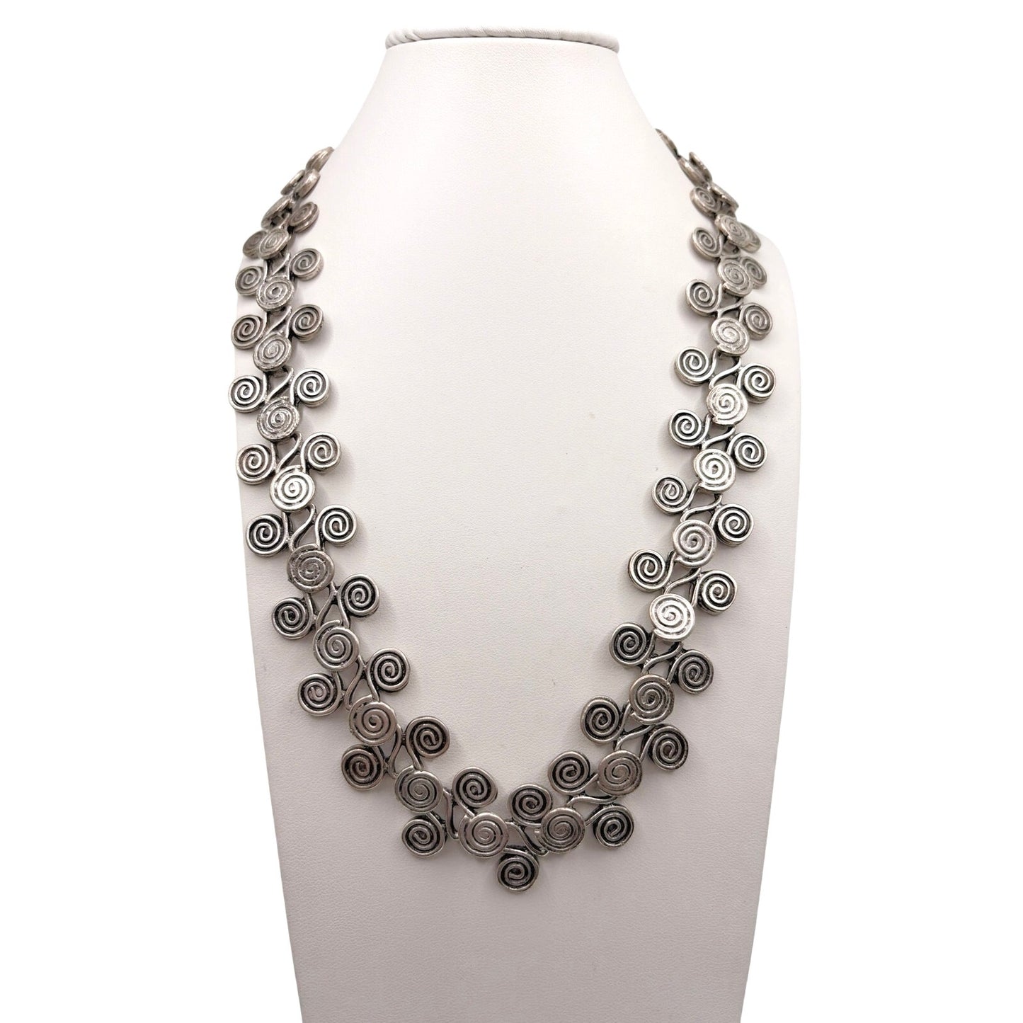 Silver Tone Vintage Arabic Art Metal Adjustable Necklace 22”