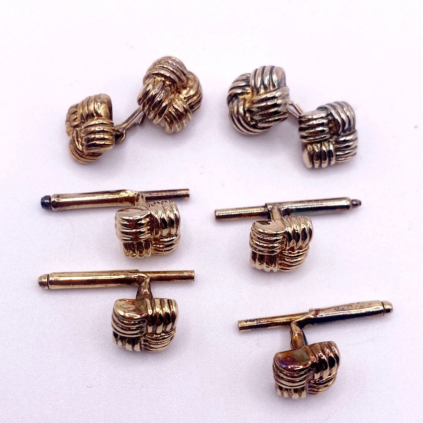 Vintage WEH Walter E Hayward 14K & Sterling Cufflink and 4 Stud Set