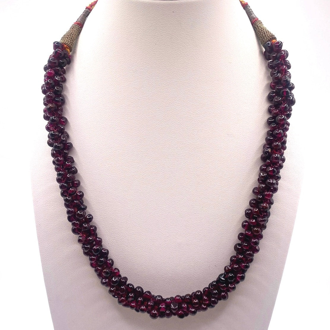 VTG Red Garnet Gems Beads Rope Cord 27"