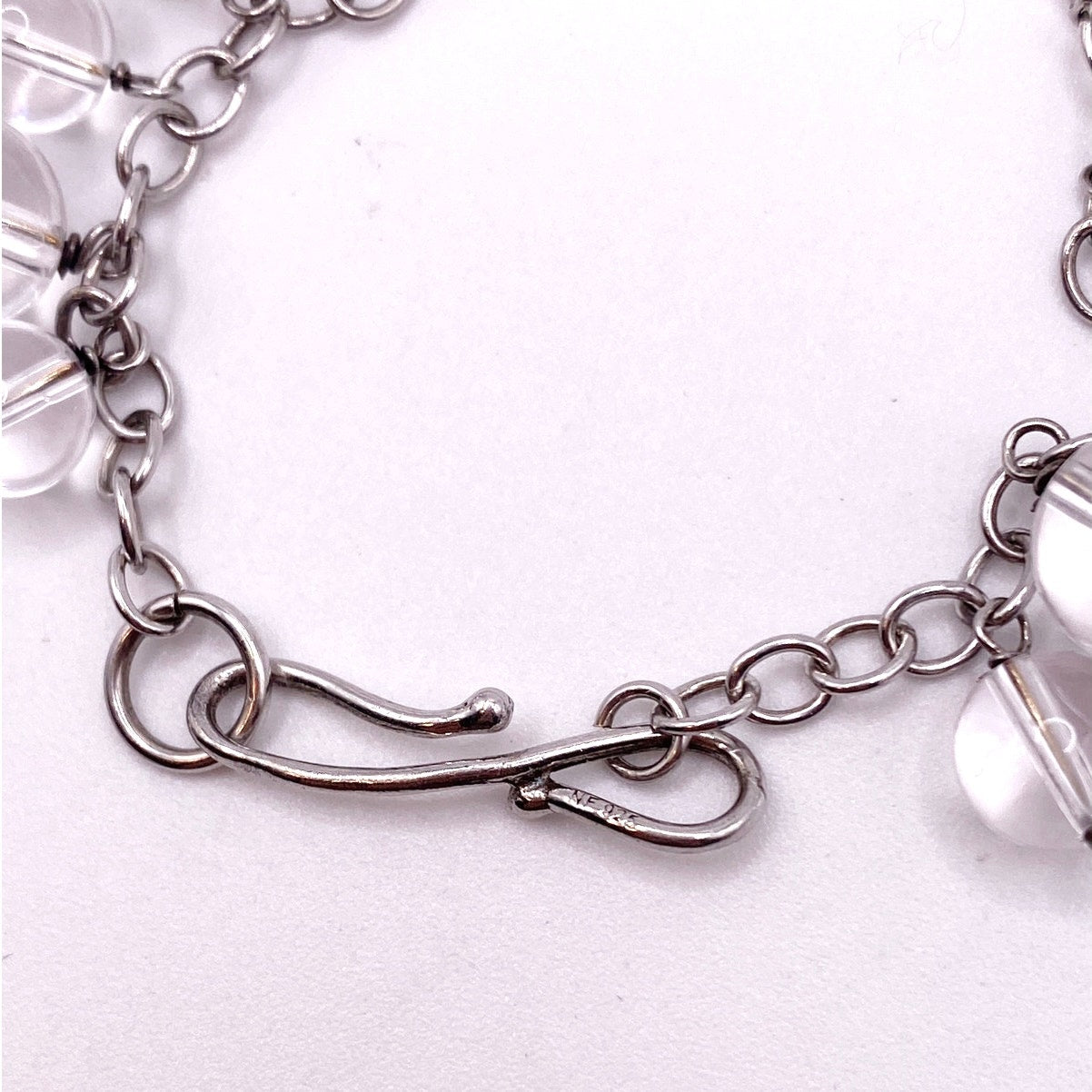 Vintage Sterling Silver and Quartz Crystal Bracelet Charms 7.5”