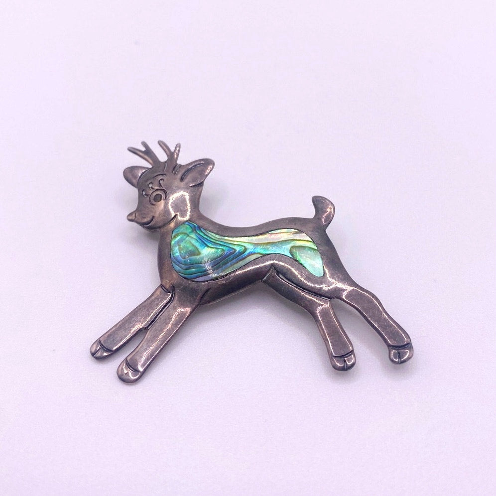 Sterling Silver Taxco Reindeer Brooch