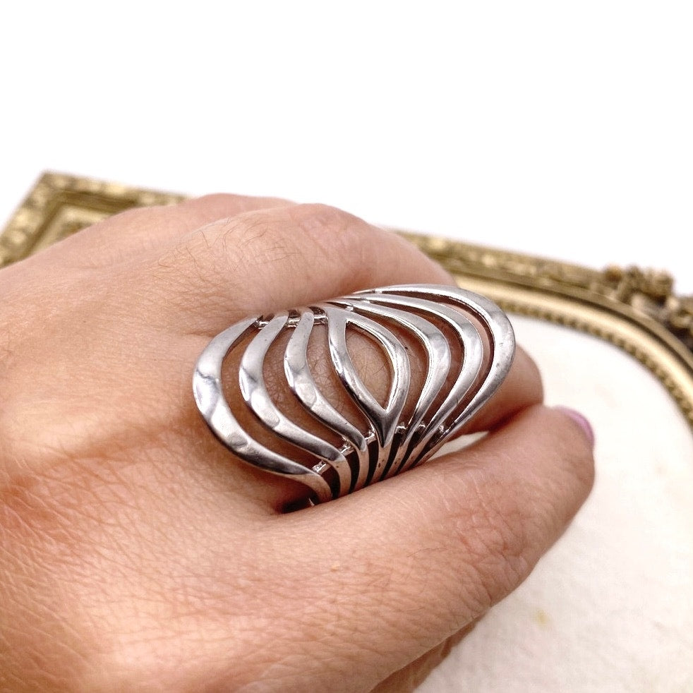 Sterling Silver Statement Modernist Ring Size 7