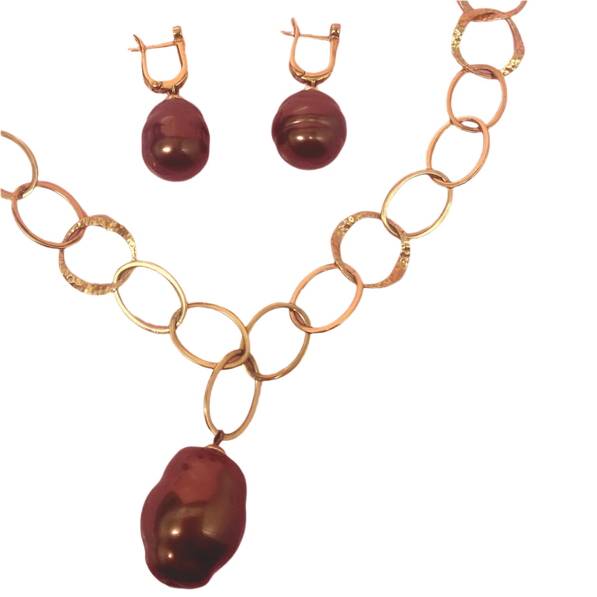St Silver Gold Plated Set Necklace and Earrings