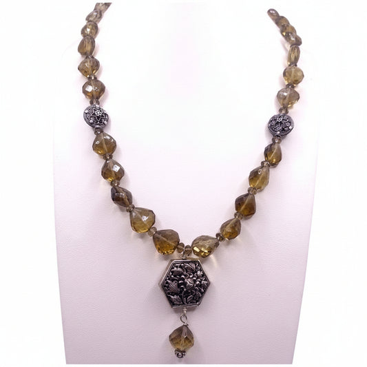 Faceted Smoky Quartz Gemstones with Excellent Condition, Beautiful 16-inch Choker Length
