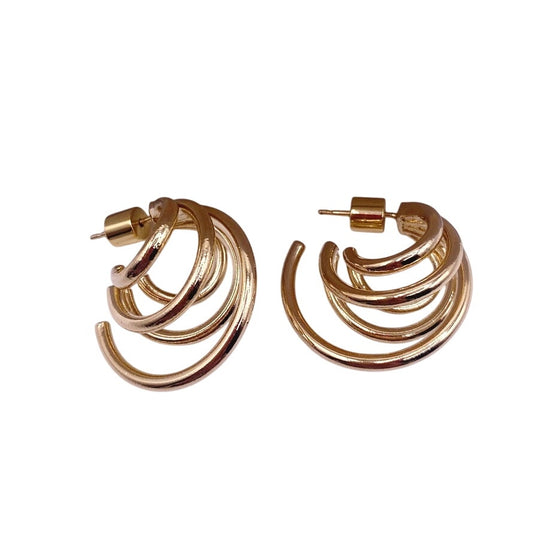 Jennifer Fisher Triple Lilly Hoops 14k Solid Gold Posts