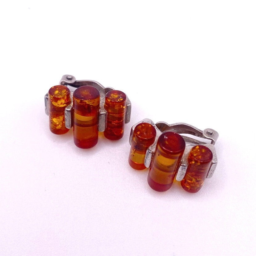 Baltic Amber St Silver ClipOn Earrings