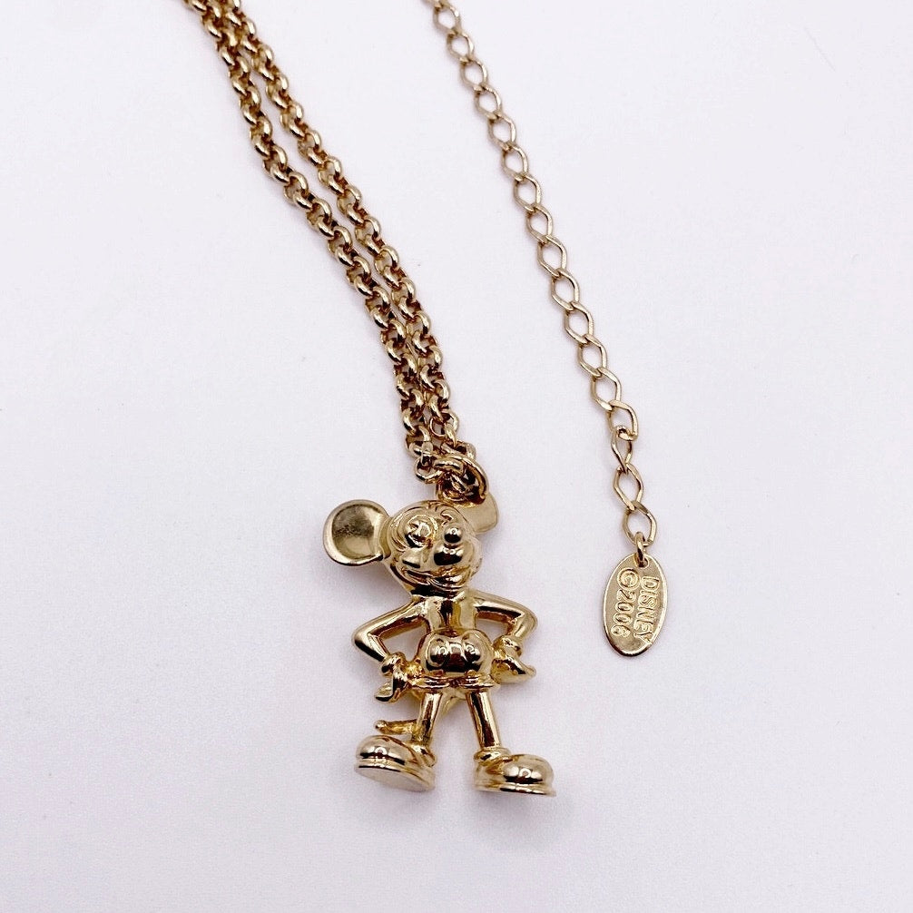 Vntg Mickey Sterling Silver Gold Plated Necklace 17” With Extension 4” Signed