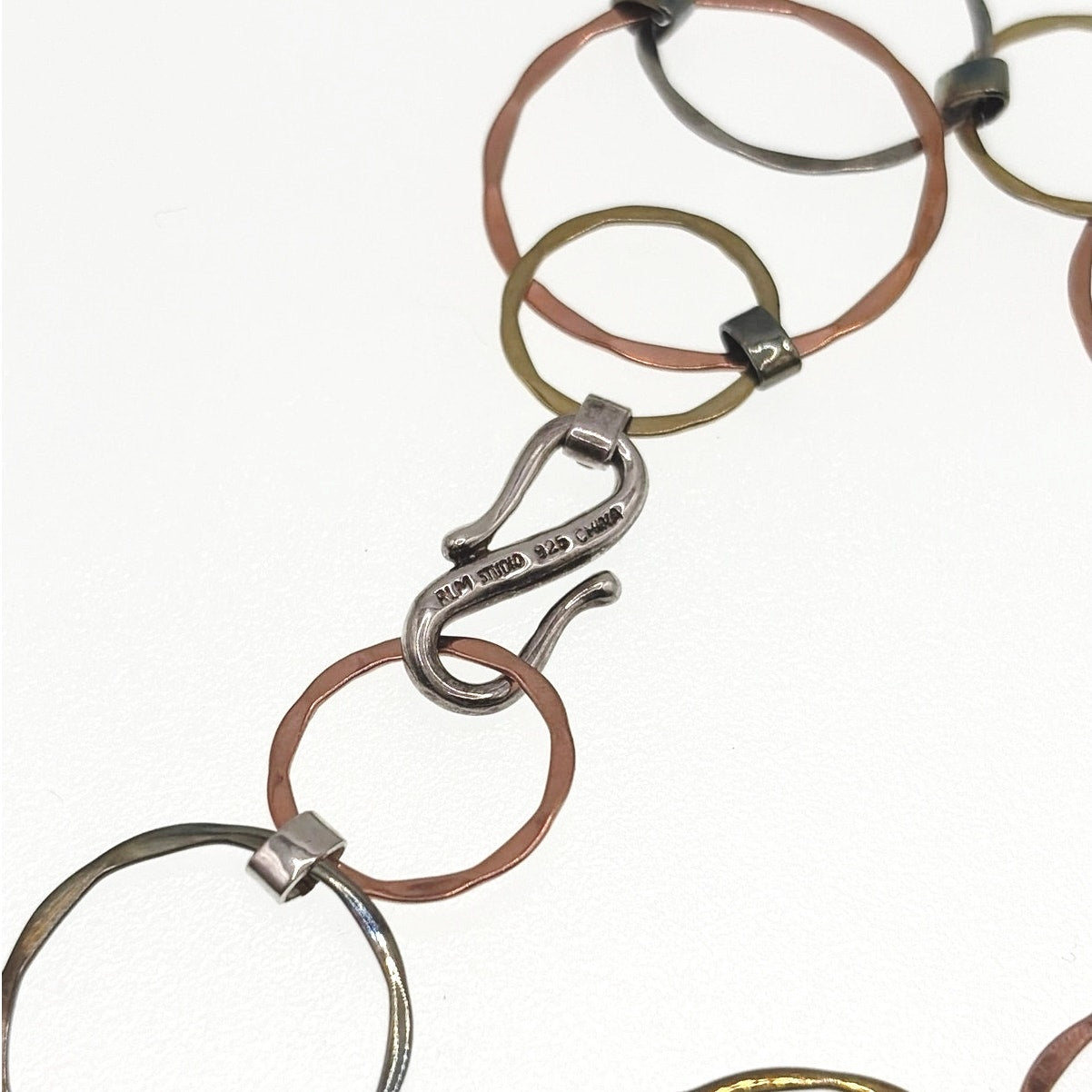 Robert Lee Morris Sterling Circles Necklace 42" RLM 14K Gold Copper 925 Silver