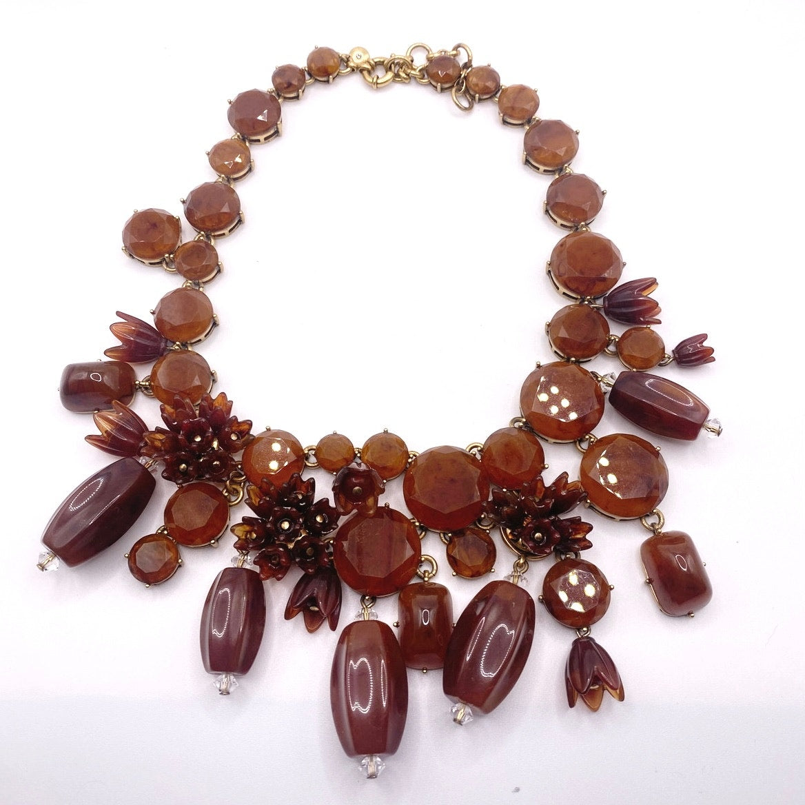 J Crew Vintage Amber Tone Lucite Statement Necklace