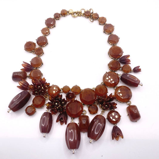 J Crew Vintage Amber Tone Lucite Statement Necklace