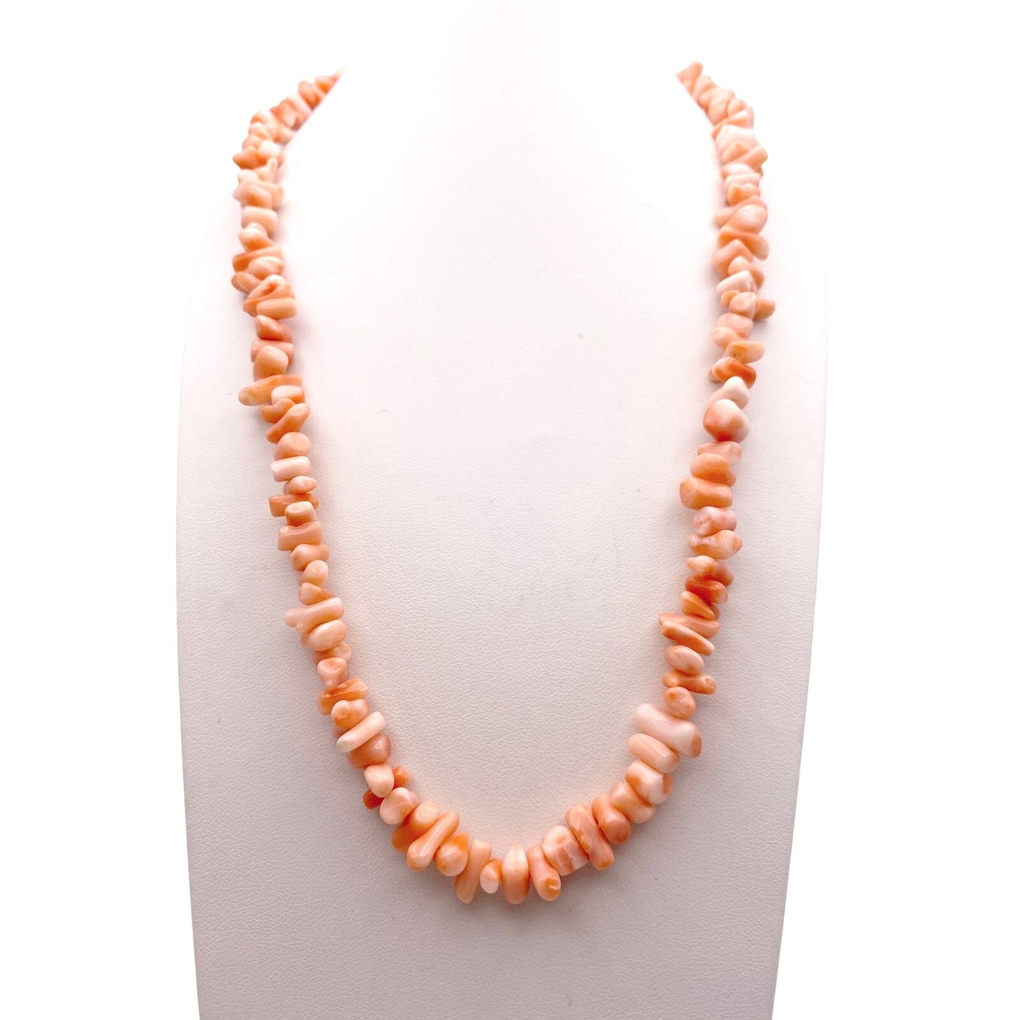 Angel Skin Coral Chips Necklace 18” Long