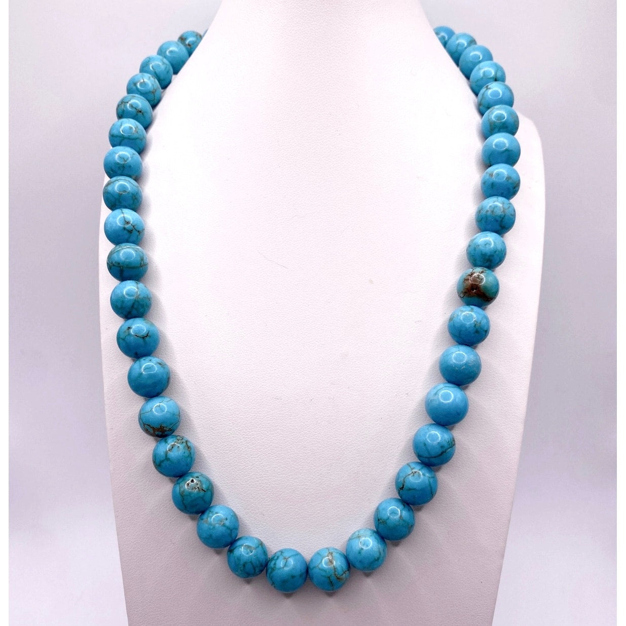 Vintage 14k Gold Clasp and Turquoise Gemstones Necklace 16”
