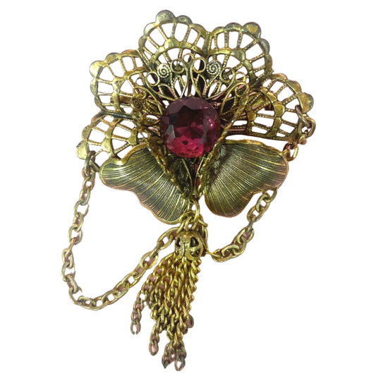 Art Deco Brooch Czech Glass Stone