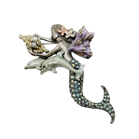 Kirk Folly Mermaid and Dolphin Vintage Brooch
