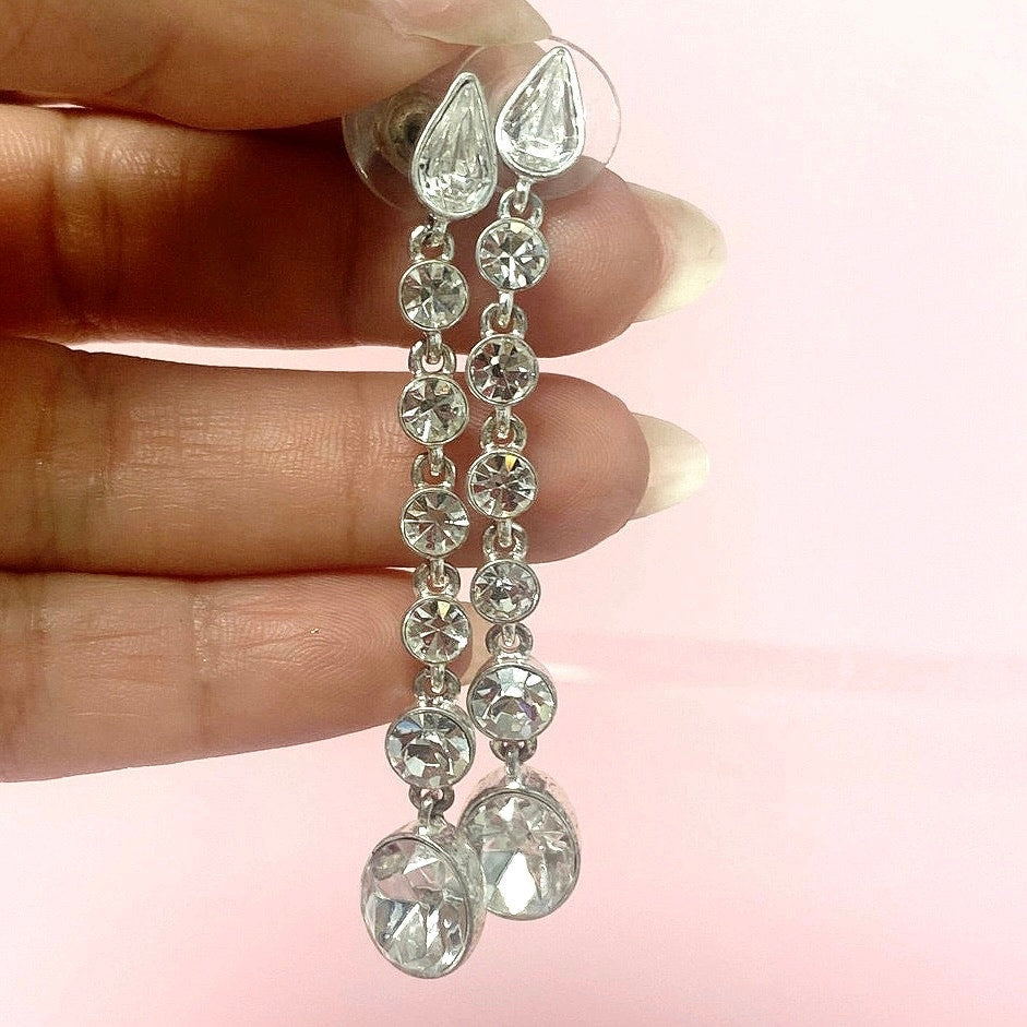 GIVENCHY Long Drop Crystal Earrings