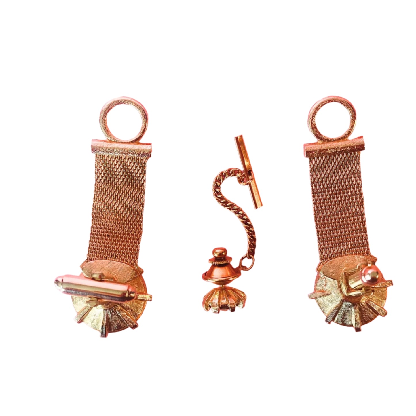 Dante Multicolor and Golden Cufflinks and Tie Tack Set