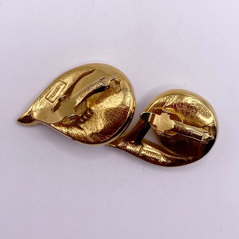 Trifari Clip On Earrings Faux Pearl Gold Tone