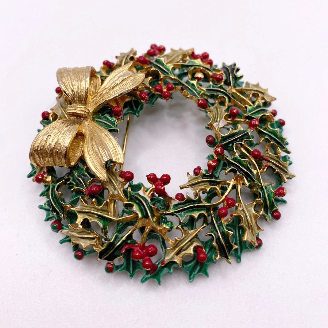 Weiss Vintage Christmas Crown Brooch 2.5' Long