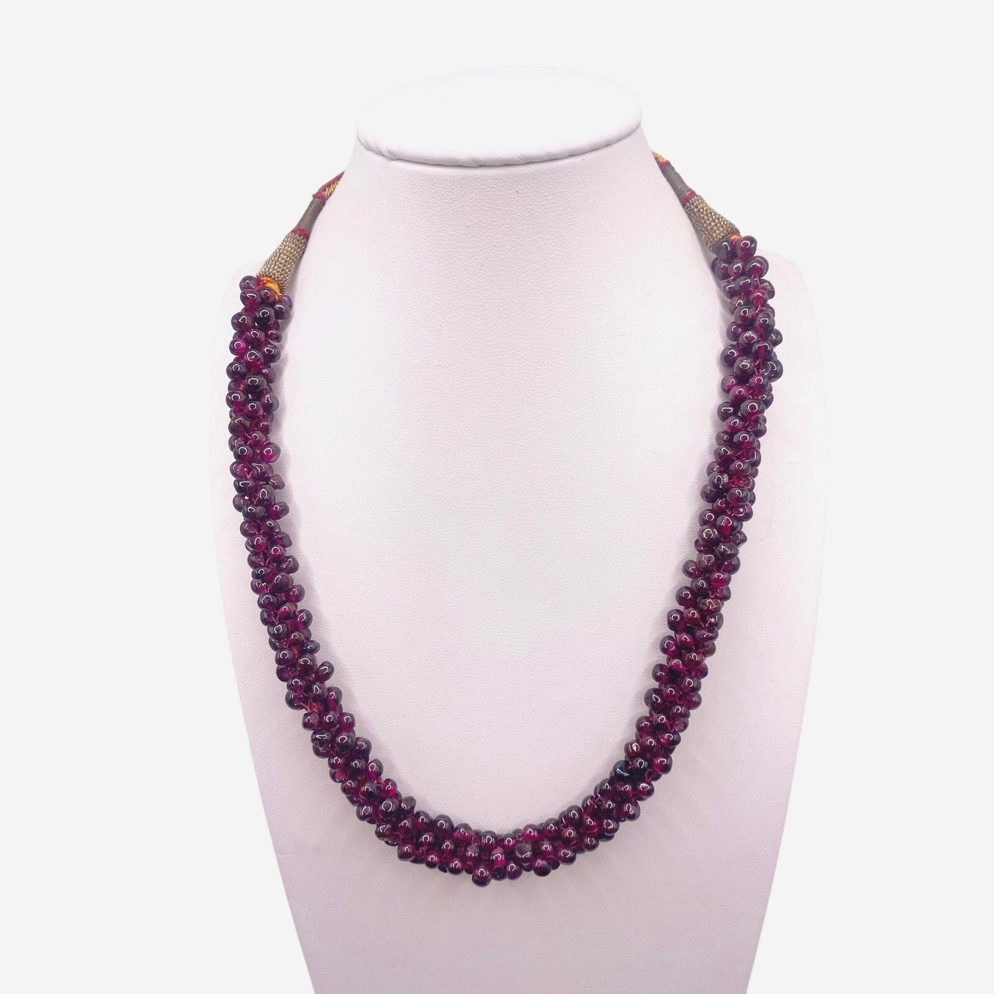 VTG Red Garnet Gems Beads Rope Cord 27"