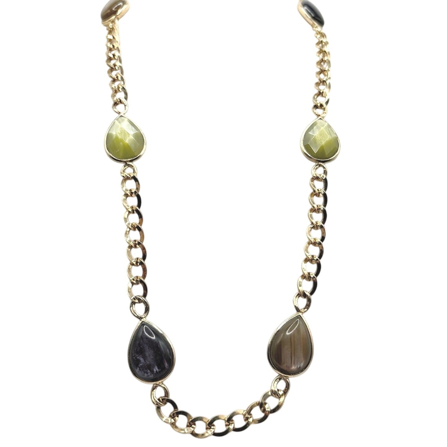 Vintage Retro Large Necklace 30" Long with Lucite Stones