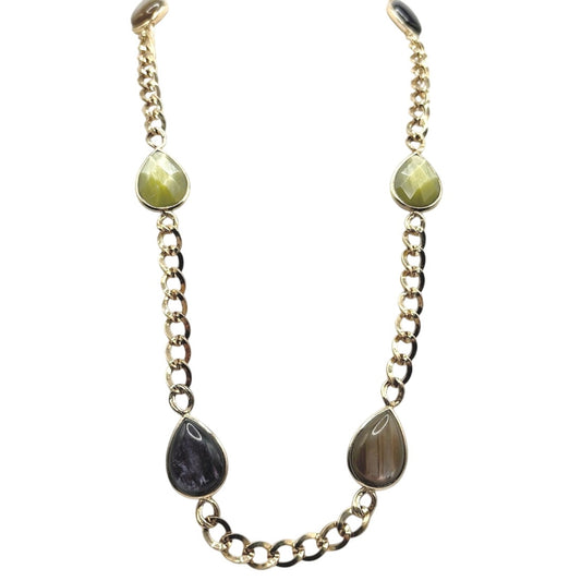 Vintage Retro Large Necklace 30" Long with Lucite Stones