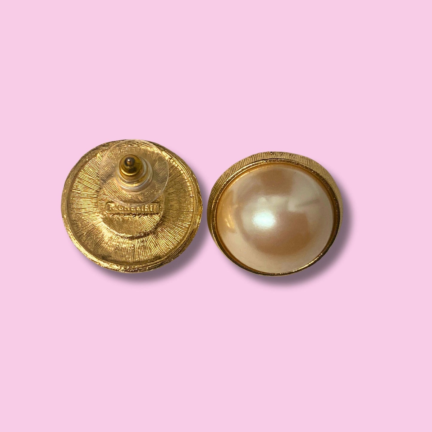 Richelieu Gold Tone faux Pearl Studs Earrings