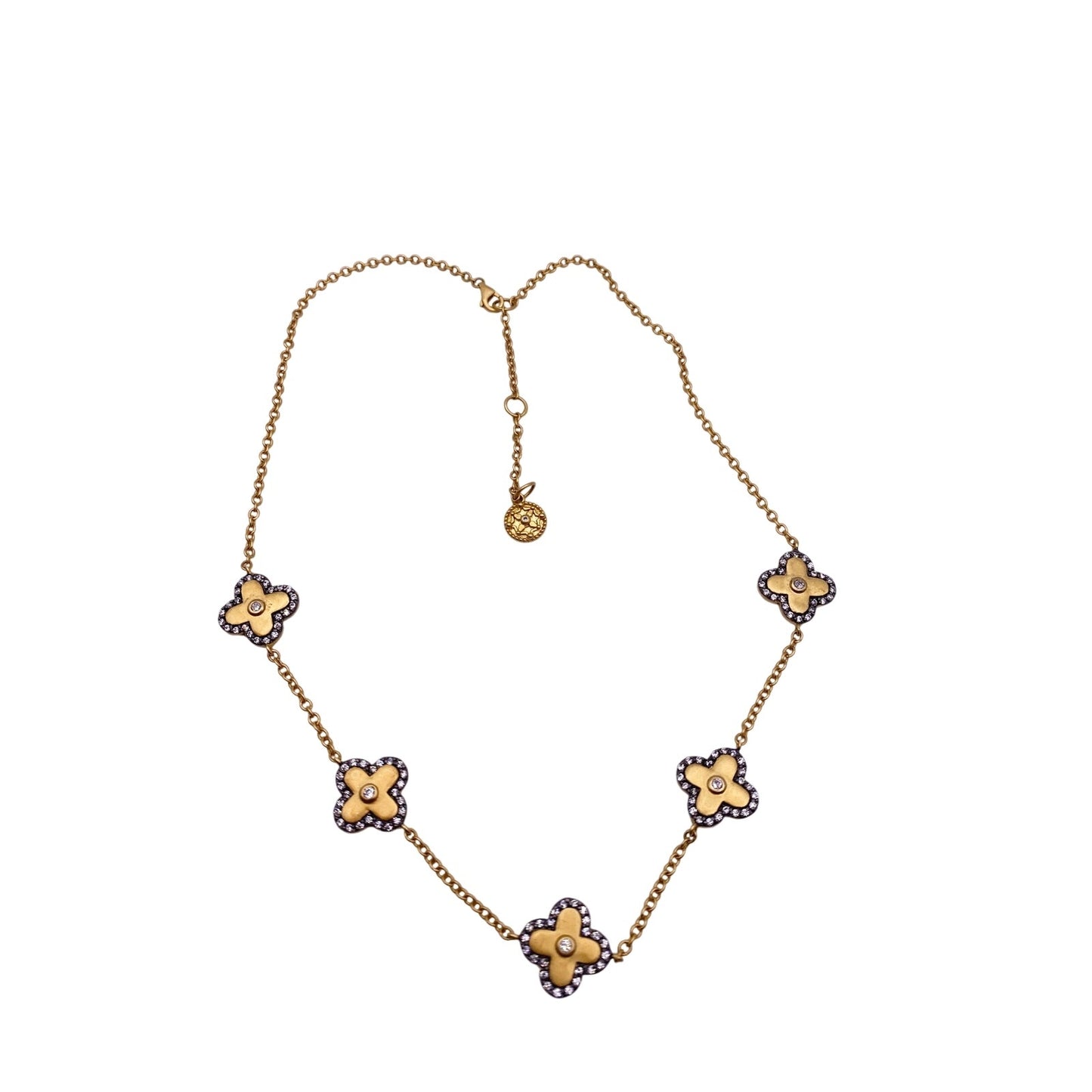 Freida Rothman Gold Vermeil Sterling Silver Clover flower Necklace 18.5”