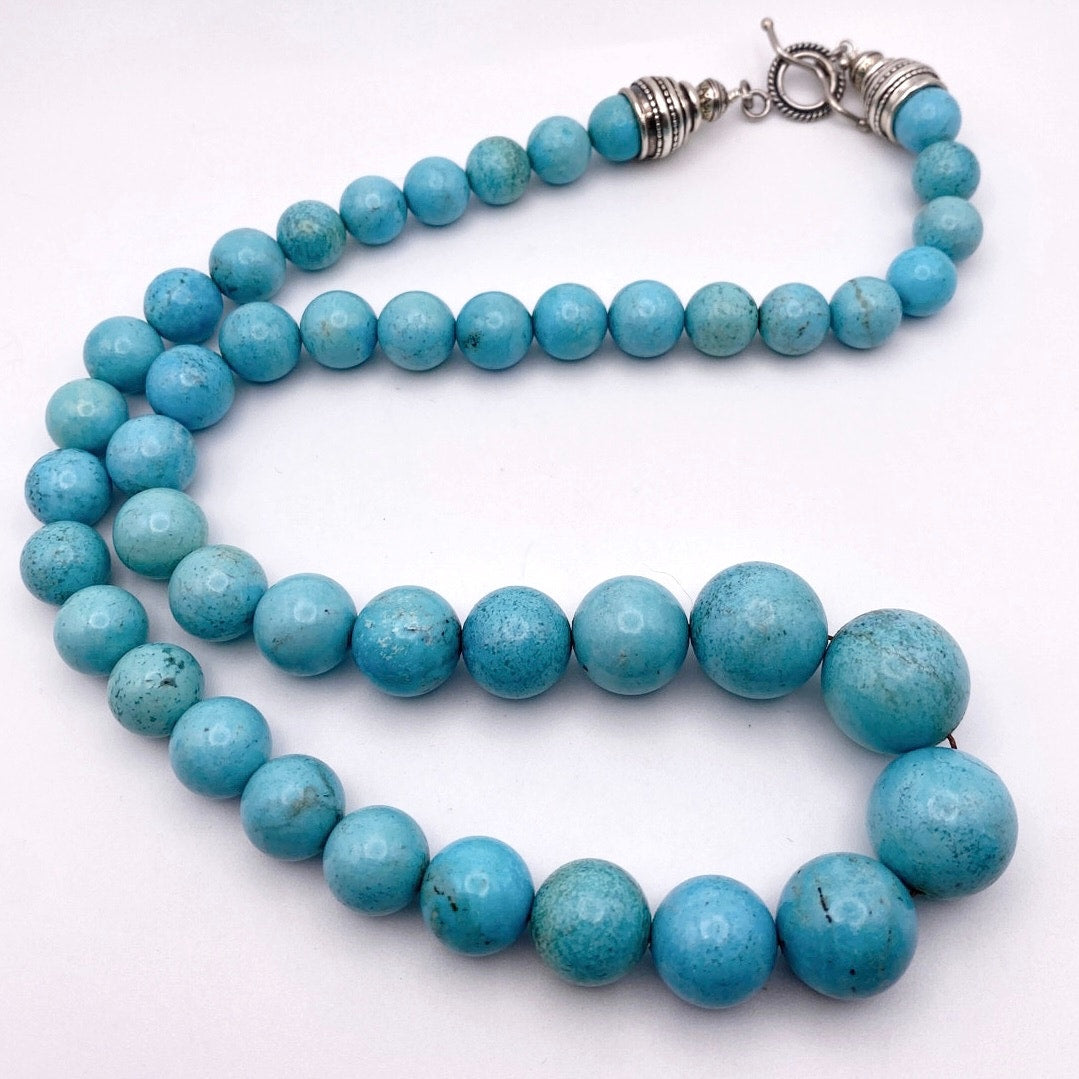 Sleeping Beauty Turquoise XL Vintage Necklace 26” Sterling Silver Closure