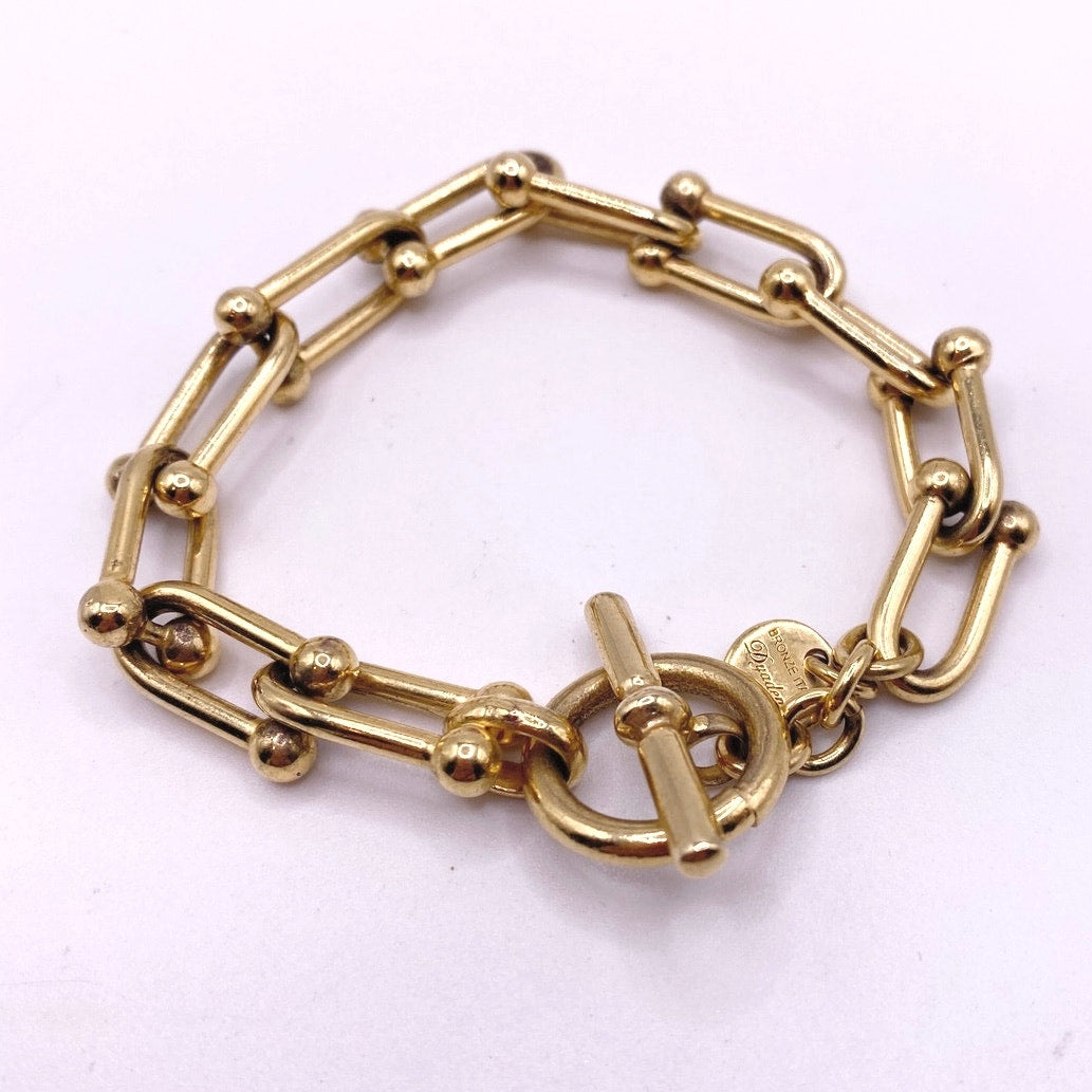 Bronze Italy Dyadema Gold Tone Chunky Bracelet 8”