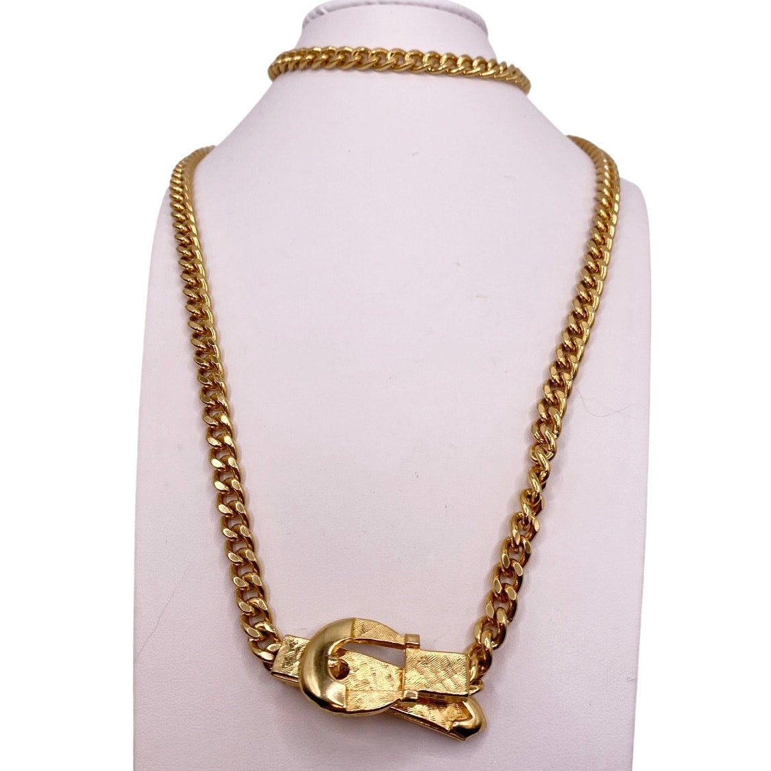 Vintage Necklace Belt Clasp Retro Long Chain 28”