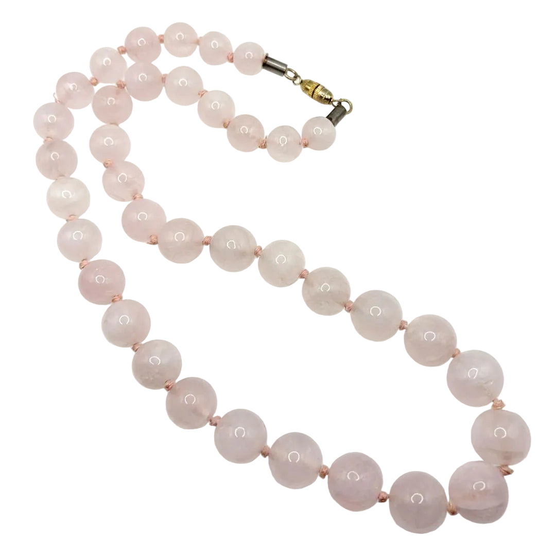 Rose Quartz 12mm Beads Large Necklace 24” Long