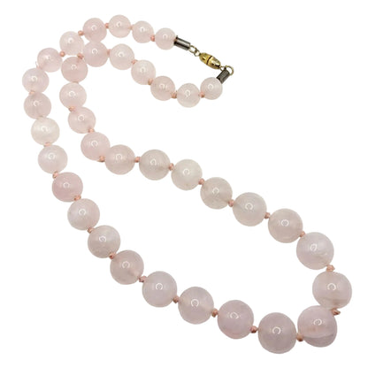 Rose Quartz 12mm Beads Large Necklace 24” Long