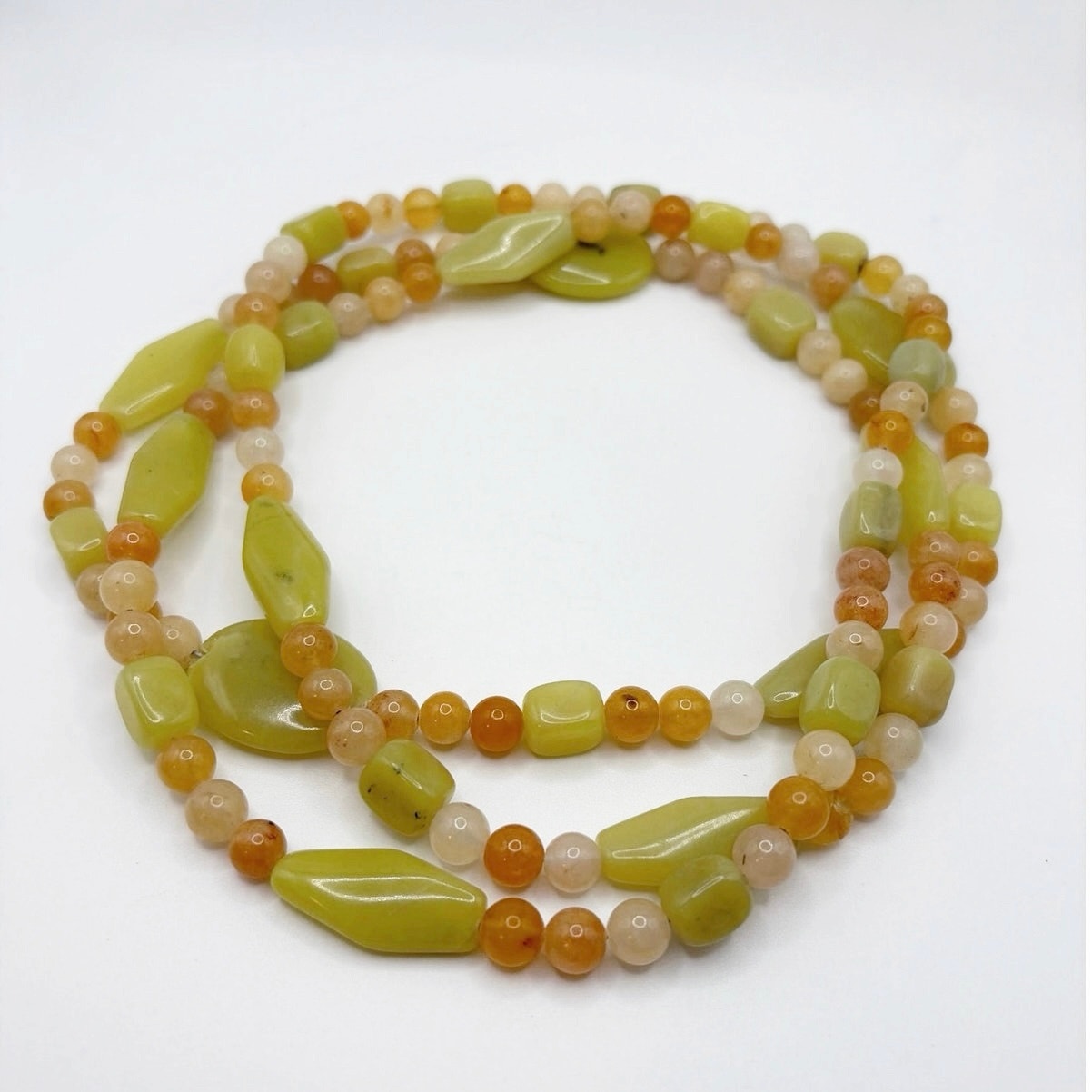Jay King DTR Necklace Sterling 925 Lemon Jade Olive Jade 50” Long