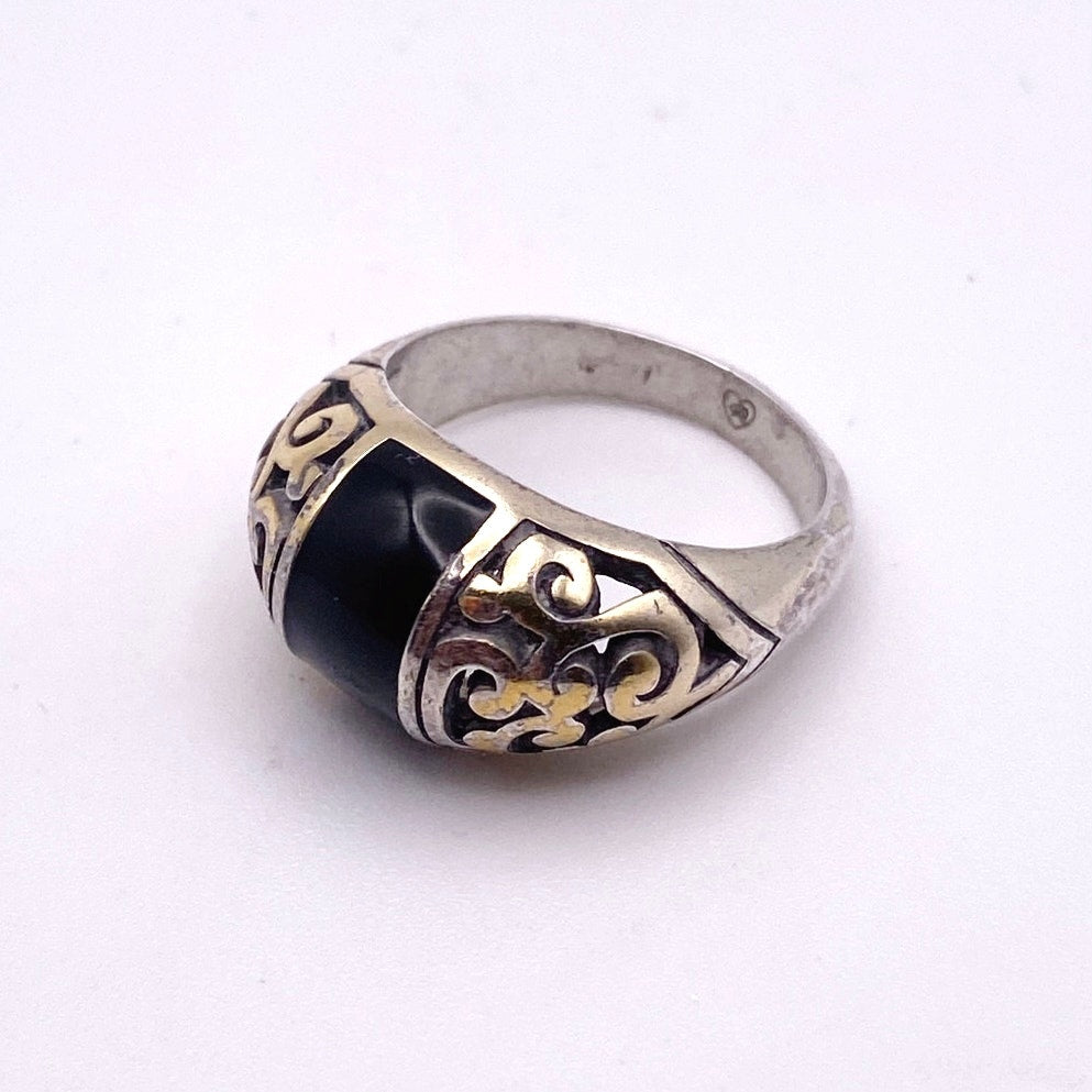Brighton Sterling Silver And Black Onyx Ring 9”