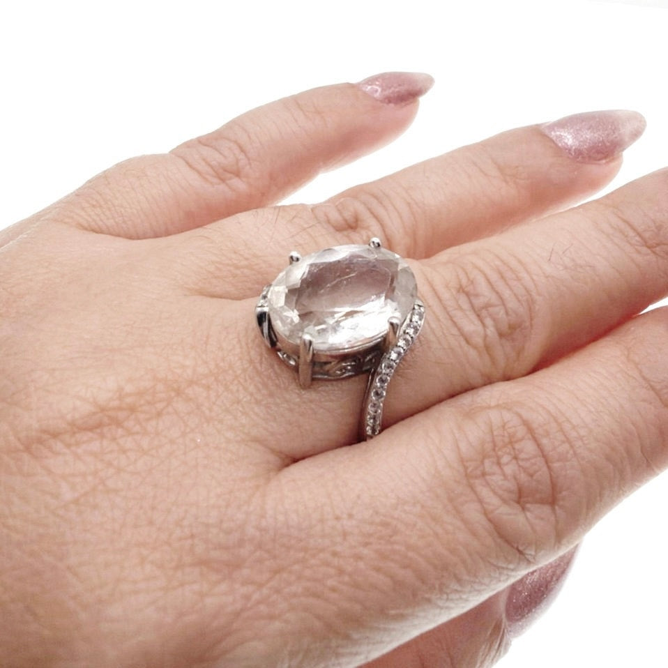 BBJ Sterling Silver and Natural Quartz Small Ring 4.7”