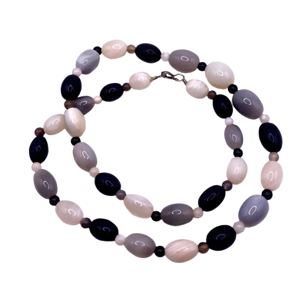 Necklace Agate and Quartz Beads 42”