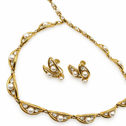 Bogoff Faux Pearls Necklace And Screw Back Earrings Set