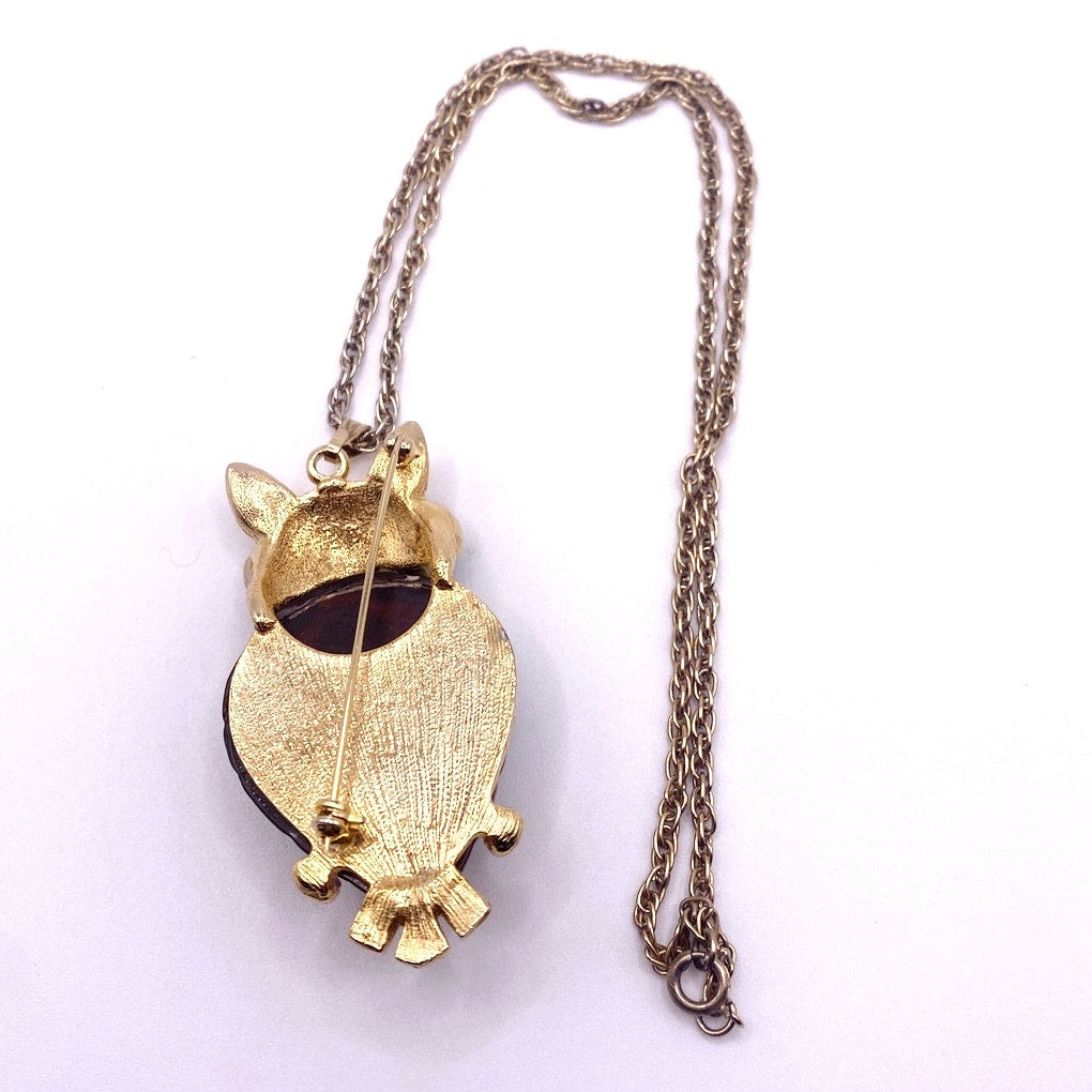 Corocraftmam Jelly Belly Owl Pendant Brooch Unsigned