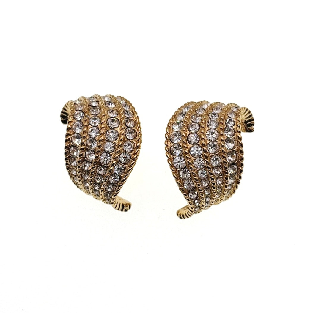 Vintage Signed Jarin Clip On Earrings Swarovski Crystals